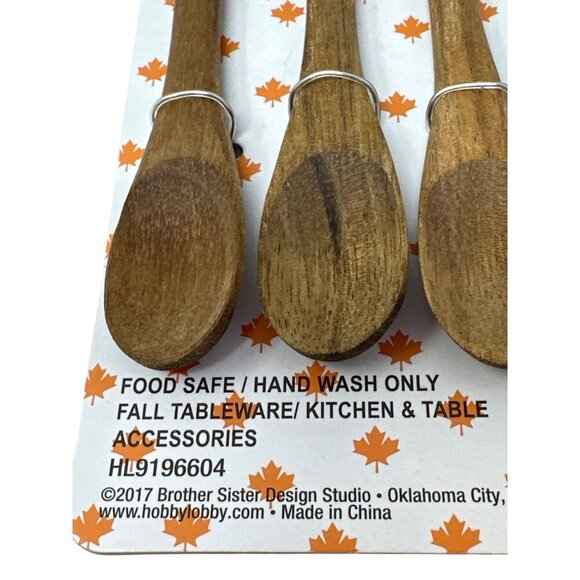 Gnome Wood Spoon Set Of 4 Fall Autumn Country Farmhouse Modern Holiday New - Picture 4 of 9